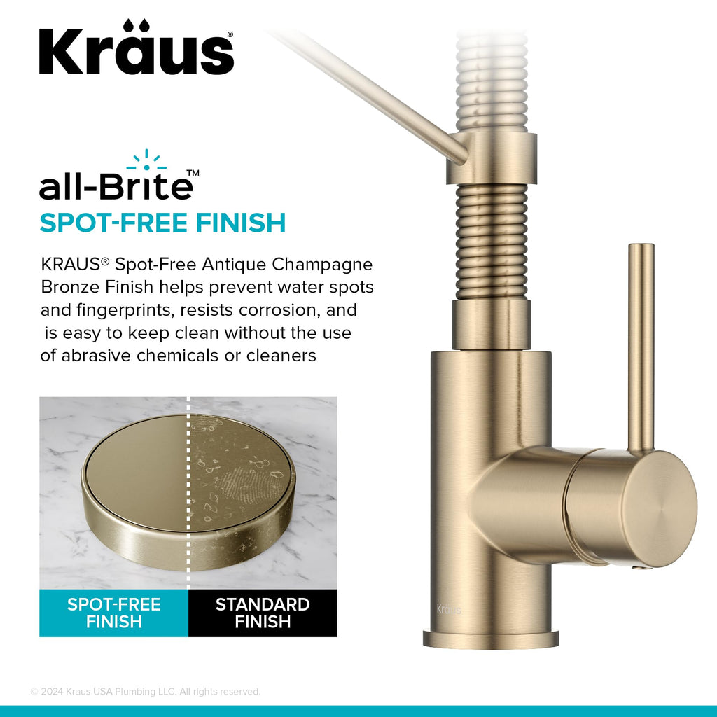 KRAUS Champagne Bronze Pull Down Kitchen Faucet KPF-1610SFACB