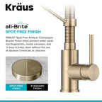 KRAUS Champagne Bronze Pull Down Kitchen Faucet KPF-1610SFACB
