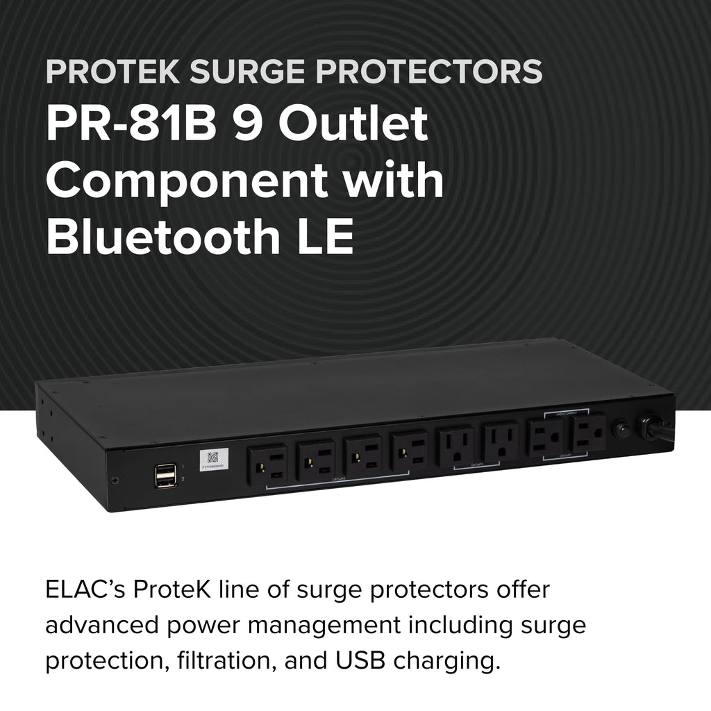 ELAC Protek PR-81B 9 Outlet Surge Protector with Bluetooth - Advanced Power Protection and EMI/RFI Noise Filtration - Includes iOS & Android App Control