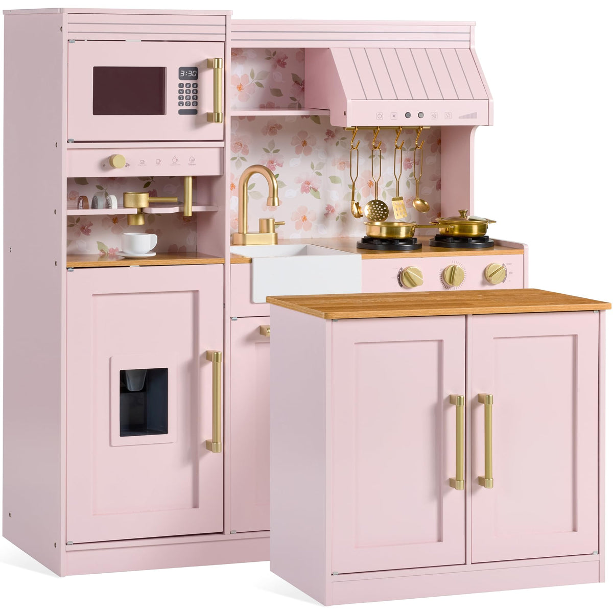 Best Choice Products Wooden Play Kitchen w/ Espresso Machine & Island