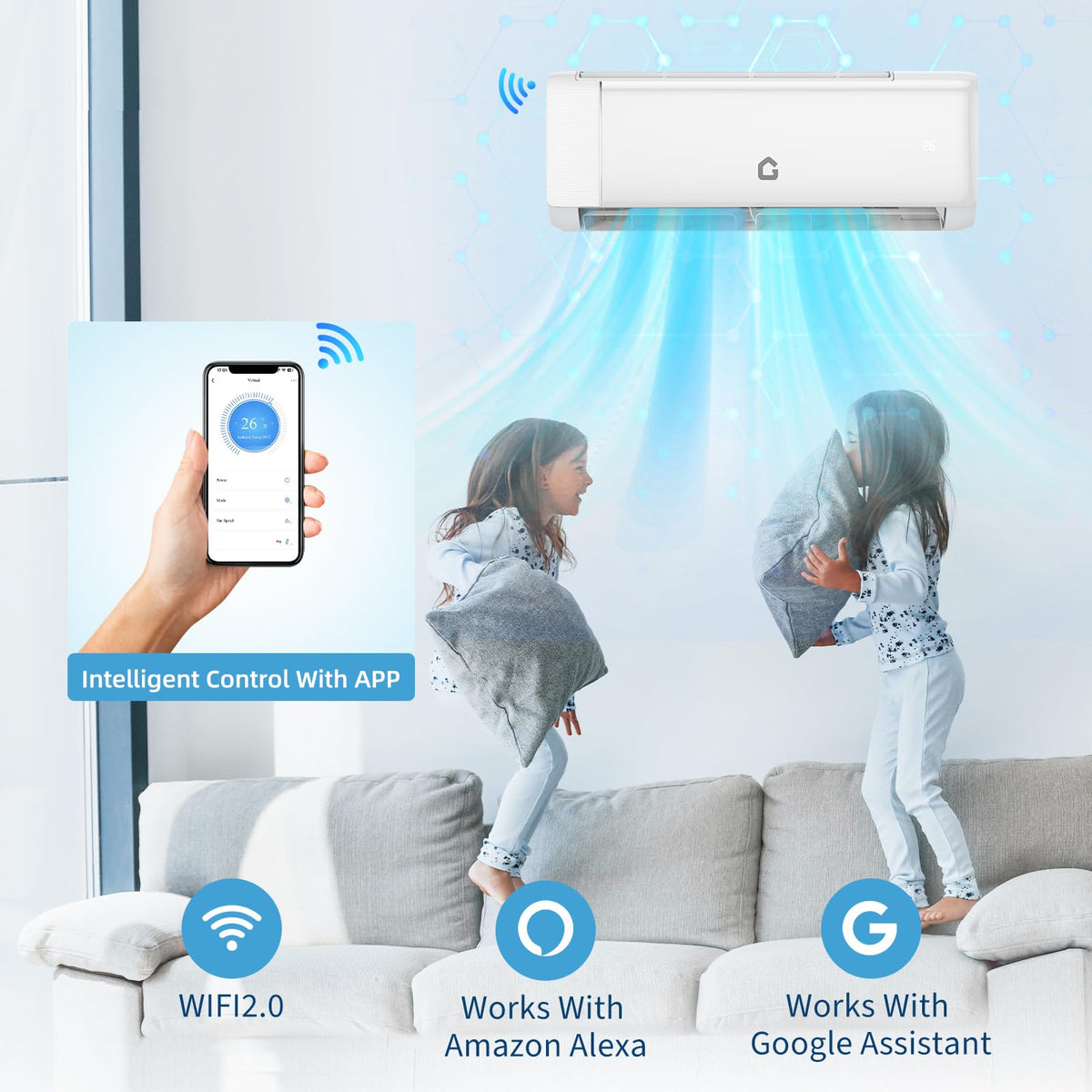 GarveeHome SEER 22 12000BTU 115V Mini Split Air Conditioner with WiFi