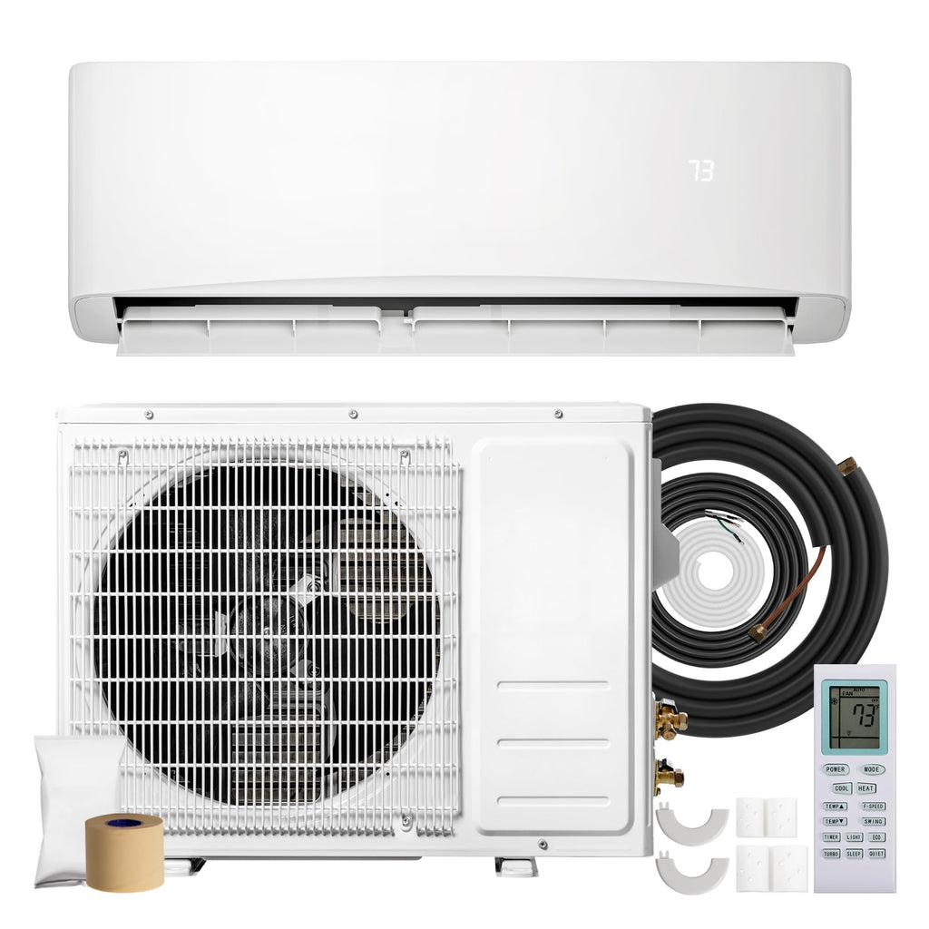 12000 BTU Mini Split Air Conditioner, 17 SEER2 115V Energy Efficient AC Inverter Air Conditioner & Heater Pump System, Cools Up to 750 Sq.Ft, Complete Installation Kit, Upgraded, White