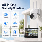 Camcamp Wireless Security Camera System with Monitor, 4 PTZ Outdoor Cameras