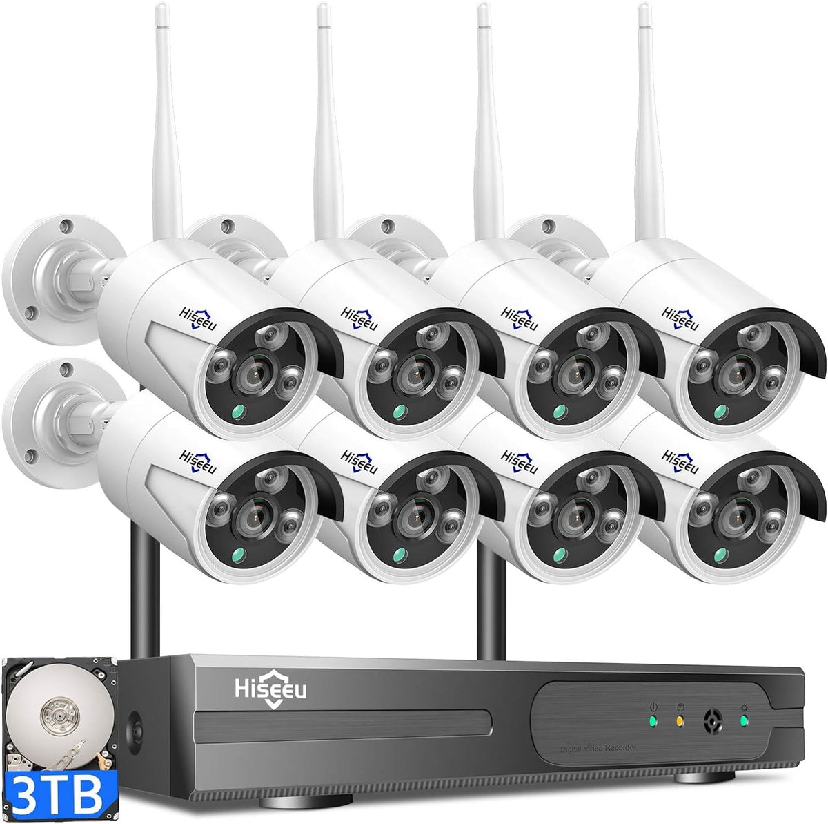 Hiseeu 3MP CCTV Home Security Camera System Outdoor, 2.4G/5G Wireless WiFi