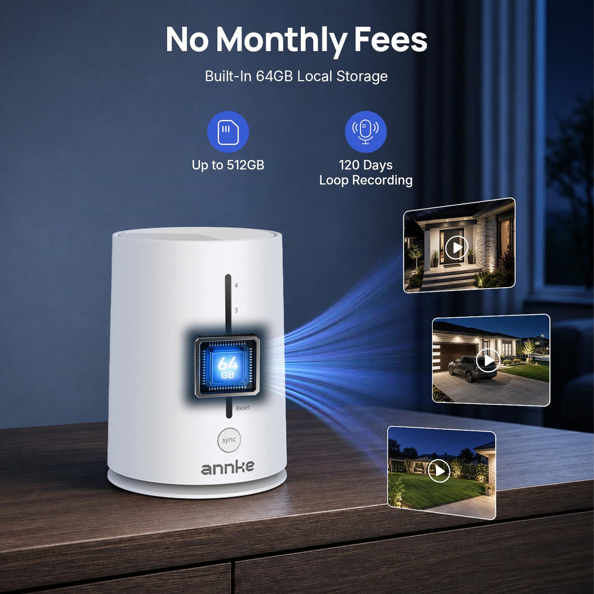 ANNKE No Subscription Security Camera System Wireless with 64GB SD Home Hub