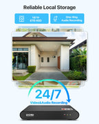 ZOSI 8CH PoE Security Camera System, 5MP NVR with 500GB HDD, 4X 4MP Cameras