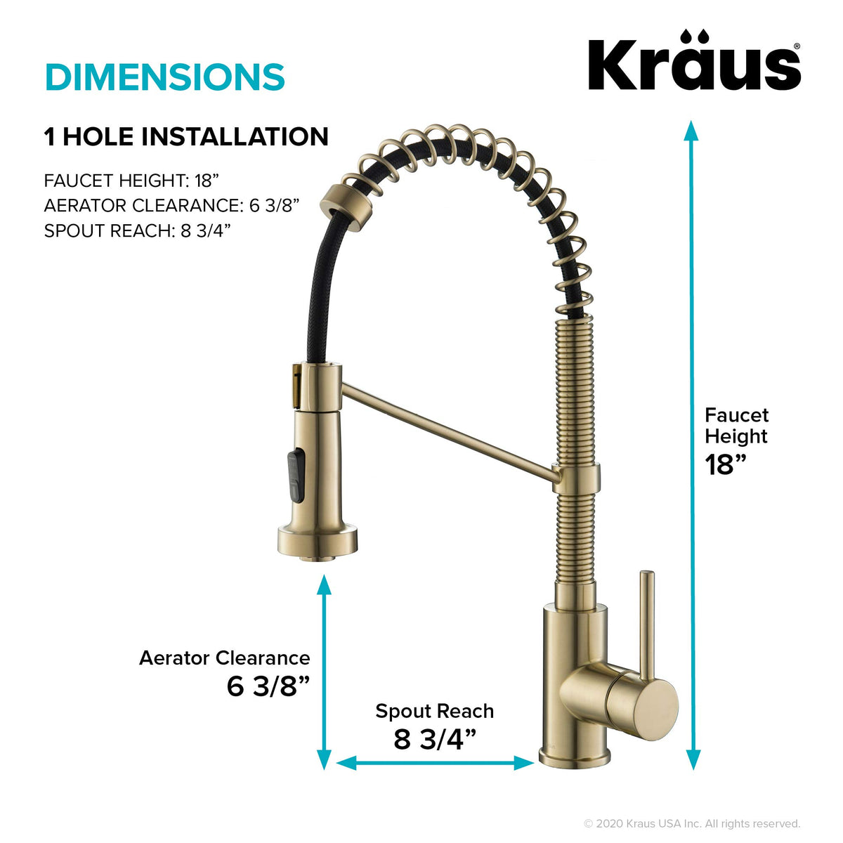 KRAUS Champagne Bronze Pull Down Kitchen Faucet KPF-1610SFACB