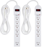 Amazon Basics Surge Protector Power Strip, 6-Outlet, 790 Joules, Circuit Breaker, LED Indicator, 6ft Extension Cord, Black, 10-Pack
