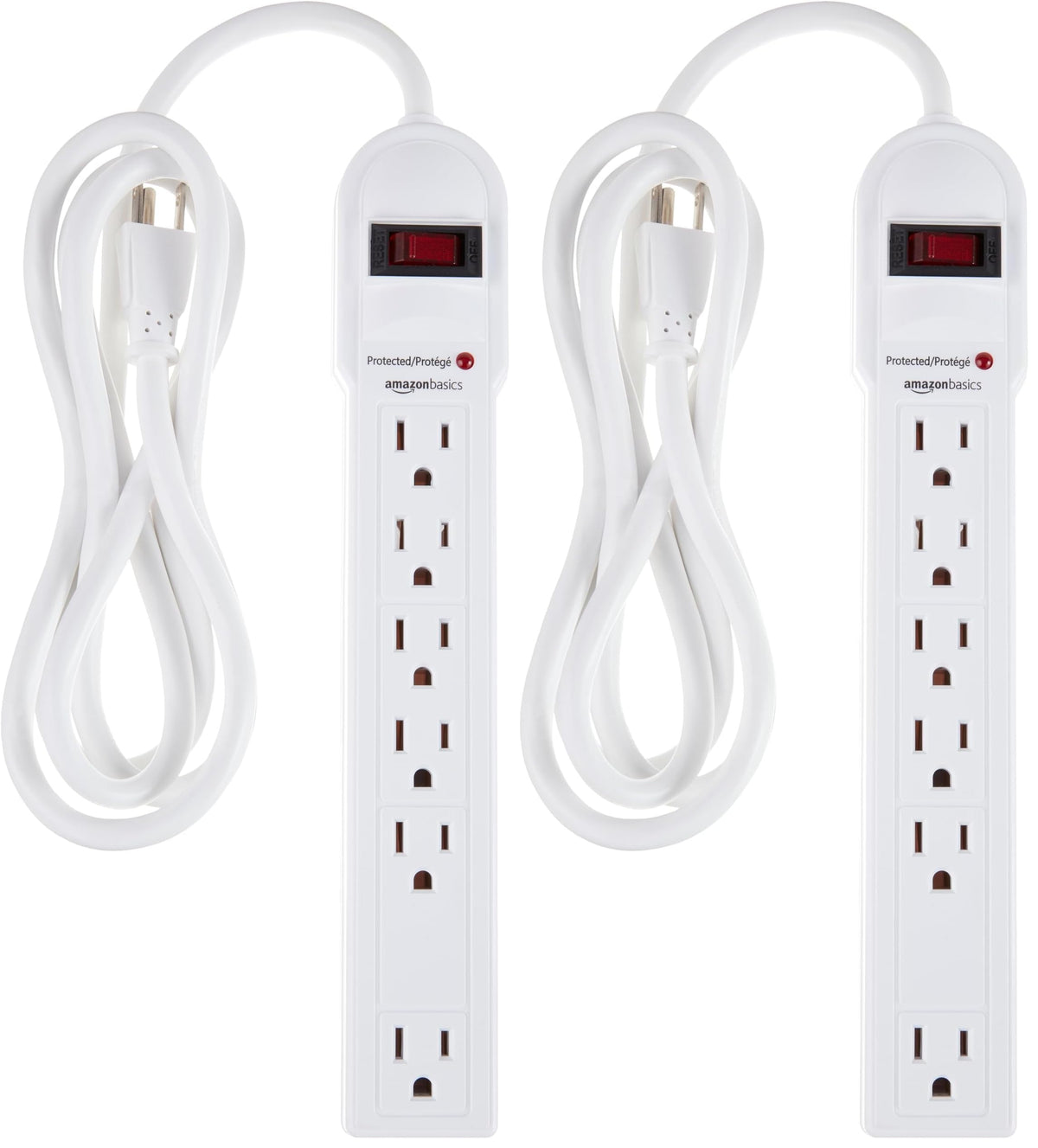 Amazon Basics Surge Protector Power Strip, 6-Outlet, 790 Joules, Circuit Breaker, LED Indicator, 6ft Extension Cord, Black, 10-Pack