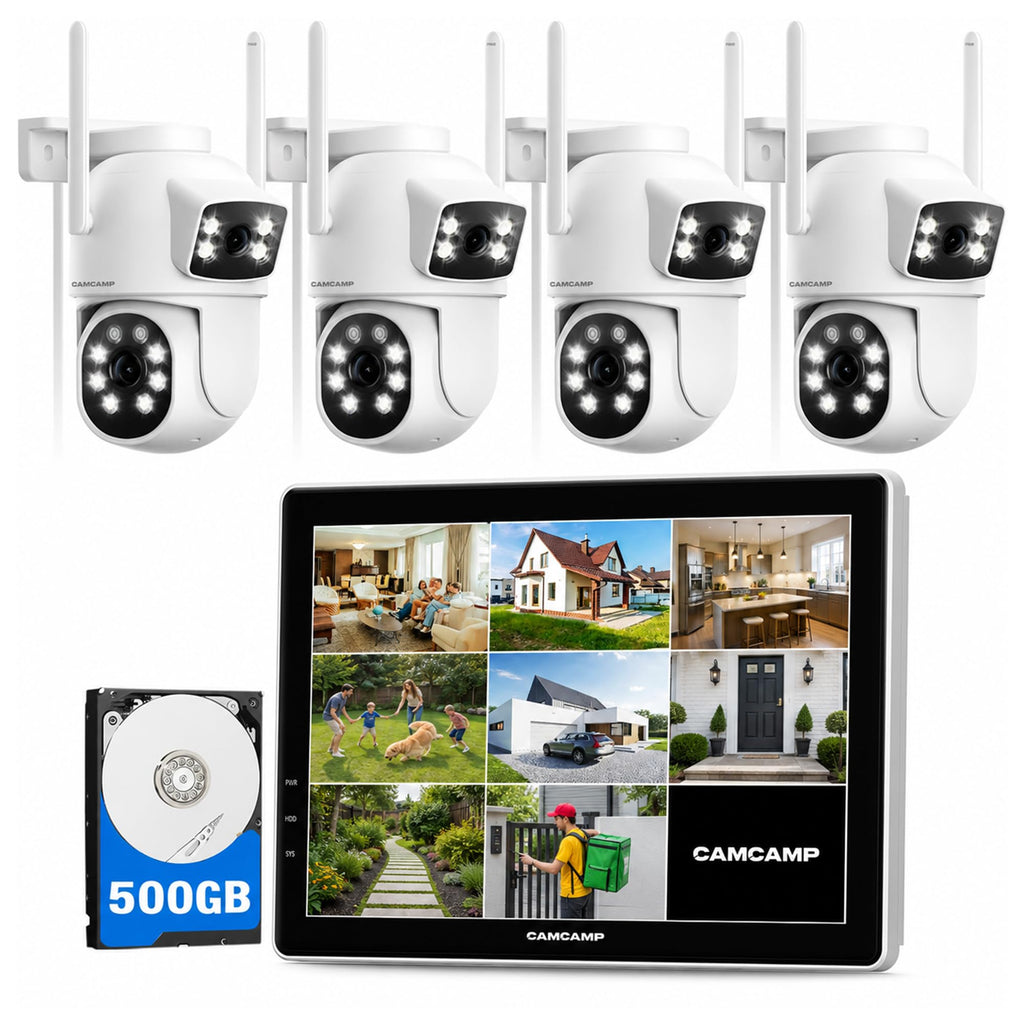Camcamp Wireless Security Camera System with 10.1" Monitor, Dual Lens PTZ CCTV Camera Security System, 10CH Expandable 4K NVR,Auto Tracking, No Subscription for Outdoor Indoor, 5G & 2.4G WiFi