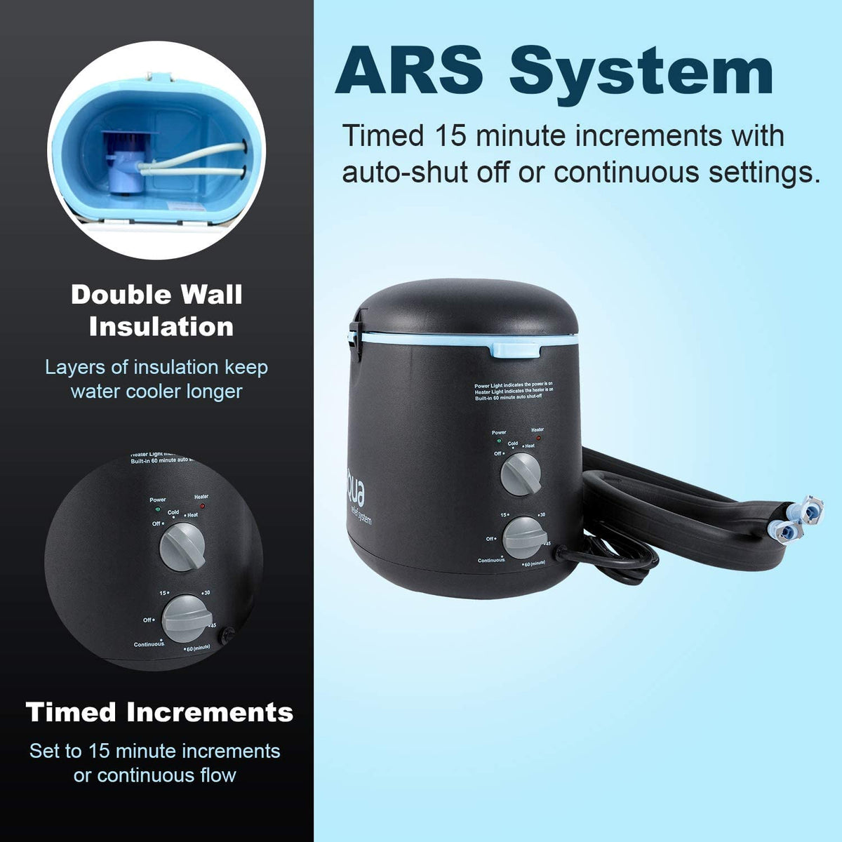 Cold Water Therapy and Hot Water Therapy System - Circulating Personal Heat/Cooling Device by Aqua Relief (ARS w/Back Pad)