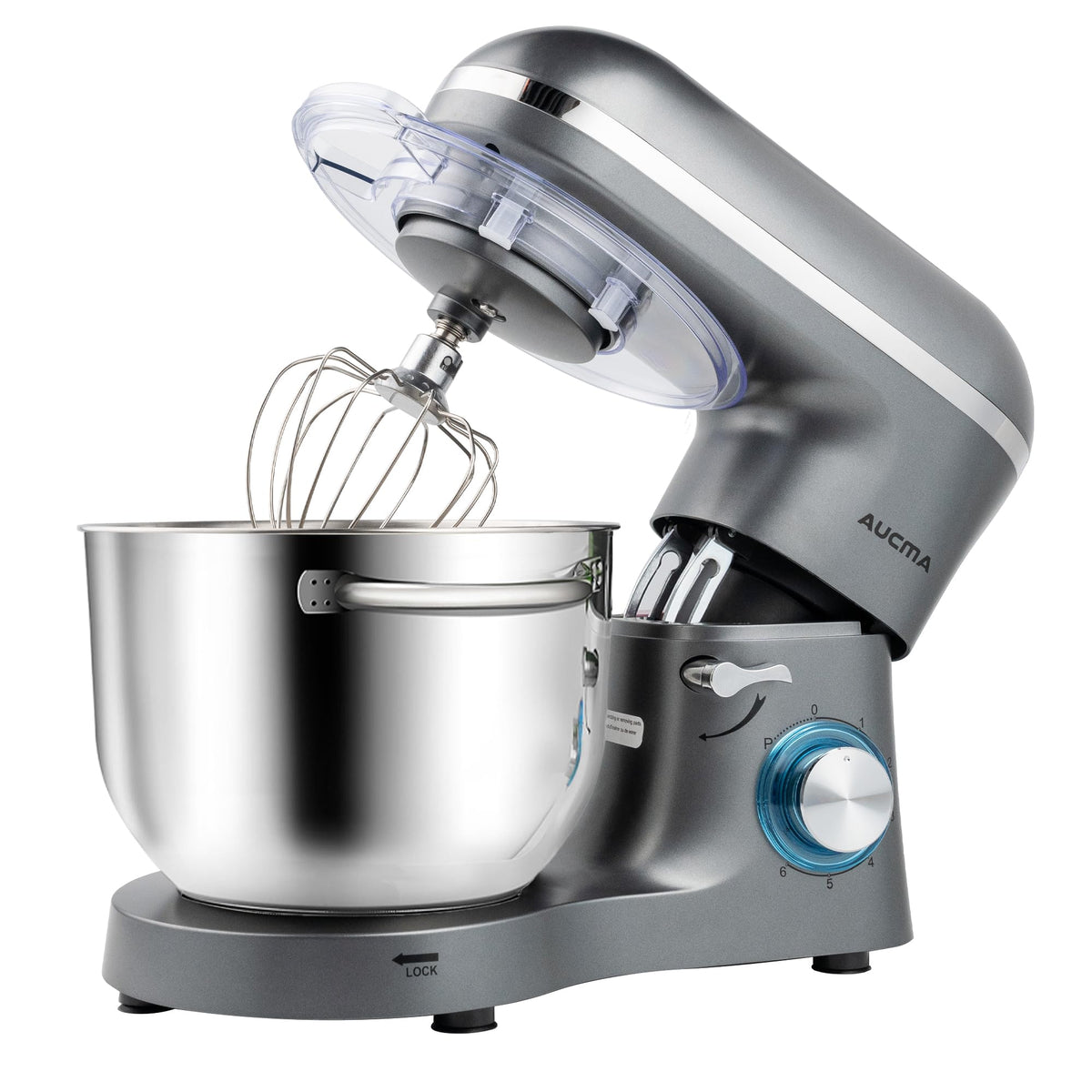 Aucma Stand Mixer,8QT 900W Tilt-Head Food Mixer, Kitchen Electric Mixer with Dough Hook, Wire Whip & Beater (Gray, 8QT)
