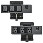 Electriduct Desk Clamp Power Strip Surge Protector 30W USB Type C Fast Charger - 3 AC Outlets, USB-C & USB-A Charging Ports Edge Mount Charging Station, UL Listed, 8FT Extension Cord, Black, 2-Pack