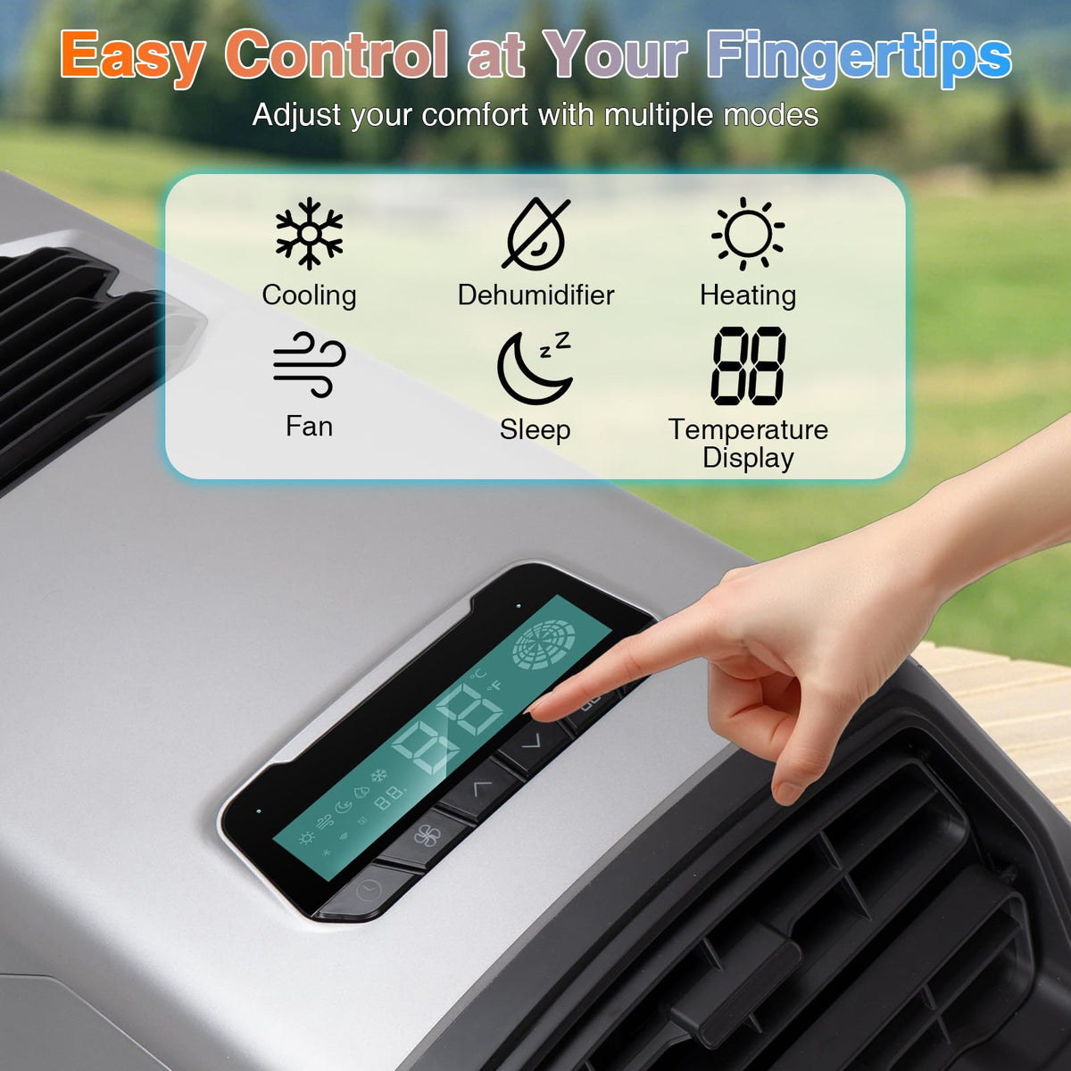 Portable Air Conditioner 6800 BTU Cooling & 7500 BTU Heating, 5-in-1 AC Unit with Cool/Heat/Dry/Fan/Sleep, Self-Evaporation, LED Display, Remote for Bedroom, Apartment, Office, RV, Camping Tent