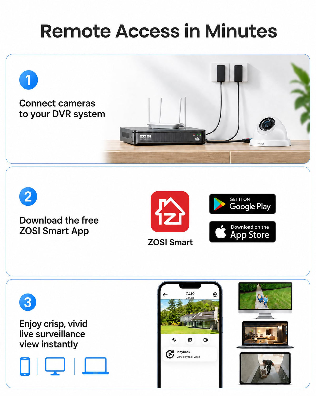 ZOSI 3K Wired Security Camera System, 4 x 1080p Dome Camera Outdoor,1TB HDD