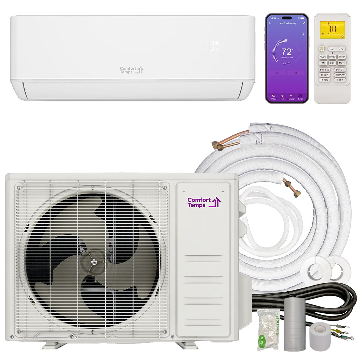 Ultra-Efficient 9,000 BTU/220V Mini Split – 23 SEER for Lower Energy Bills– Pre-Charged, Ductless, Quiet & Comfortable Mini Split AC/Heating System|WiFi & Easy Install Kit (Pro Series)