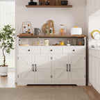 51" Farmhouse Buffet Sideboard Cabinet with Storage, White Kitchen Storage