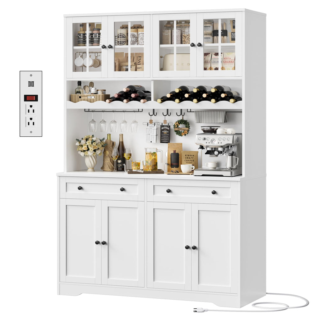 HOSTACK 75"H Kitchen Pantry Storage Cabinet, Kitchen Hutch Cabinet, Green