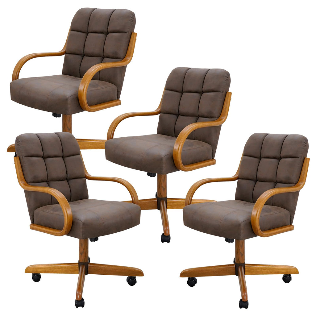 D9520 6pc Swivel Tilt Kitchen Dining Chair - Taupe-Chestnut