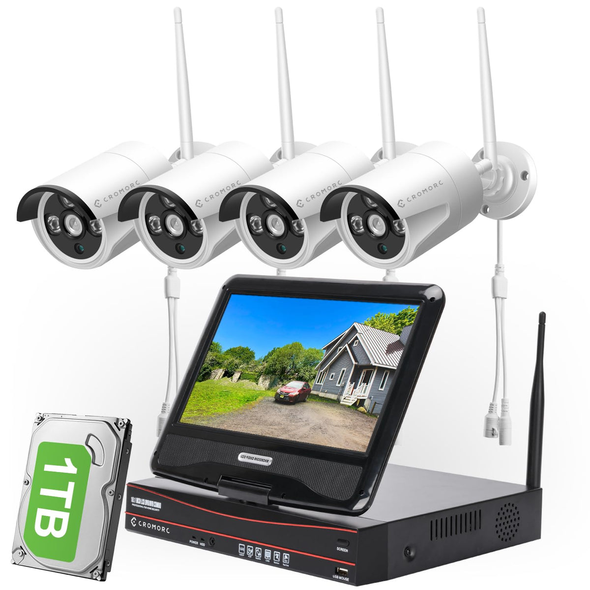 5MP Wireless Security Camera System, Wired Plug-in Powered, 1TB HDD