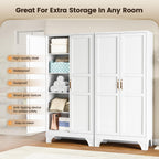 Metal Pantry Storage Cabinets with Doors and Shelves,75" Tall White