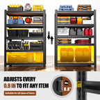 78''H Storage Shelves, Wood Garage Shelving,Adjustable Heavy Duty Shelving Unit,5T Tall Garage Shelves，Wood Metal Standing Shelf Units,Utility Rack for Kitchen 78''H*45.6''W*19.7''D,2-Pack