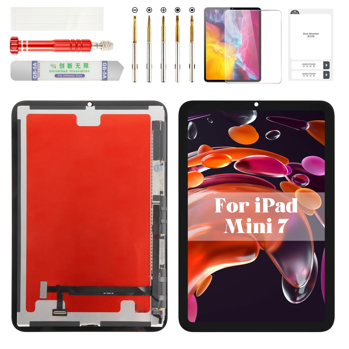 for iPad mini 7 Screen for iPad mini 7 LCD Display for iPad mini A2993 Screen Replacement Touch Digitizer Assembly A2995 A2996 A17 Pro 2024 Black