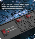 CCCEI 12 Gauge Heavy Duty Surge Protector, Black, 6FT, 4