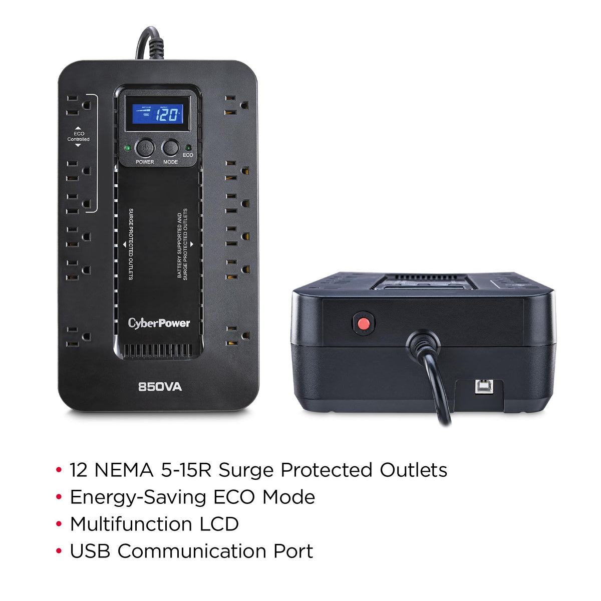CyberPower EC850LCD Ecologic UPS Battery Backup and Surge Protector