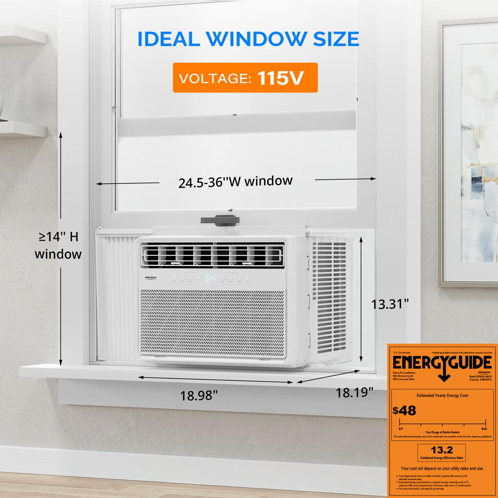 ROVSUN 8000 BTU Inverter Window Air Conditioner with Heat, Remote, 350 ft²