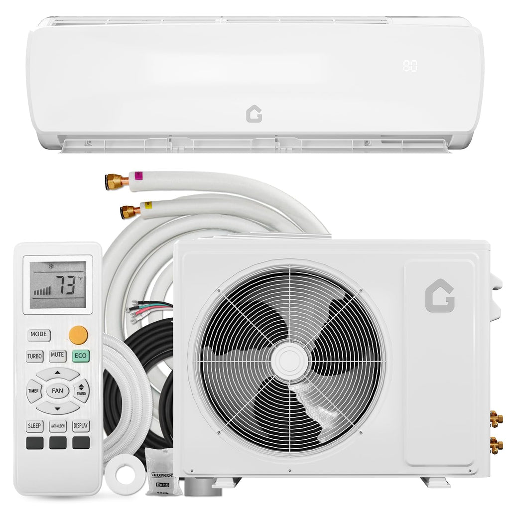 Garvee 12000 BTU Mini Split AC/Heating System, 19 SEER2 Inverter Split System Air Conditioners, Ductless Wall Mount Heat Pump, AC Unit Cool Up to 750 Sq. Ft, Installation Kits, 230V