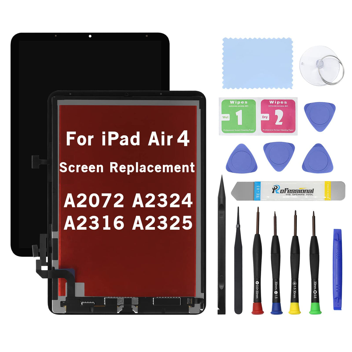 Screen Replacement for iPad Air 5 5th Generation Screen Replacement LCD and Glass Touch Digitizer Premium Kit (10.9", A2589 A2591 A2588) with Tools - Black