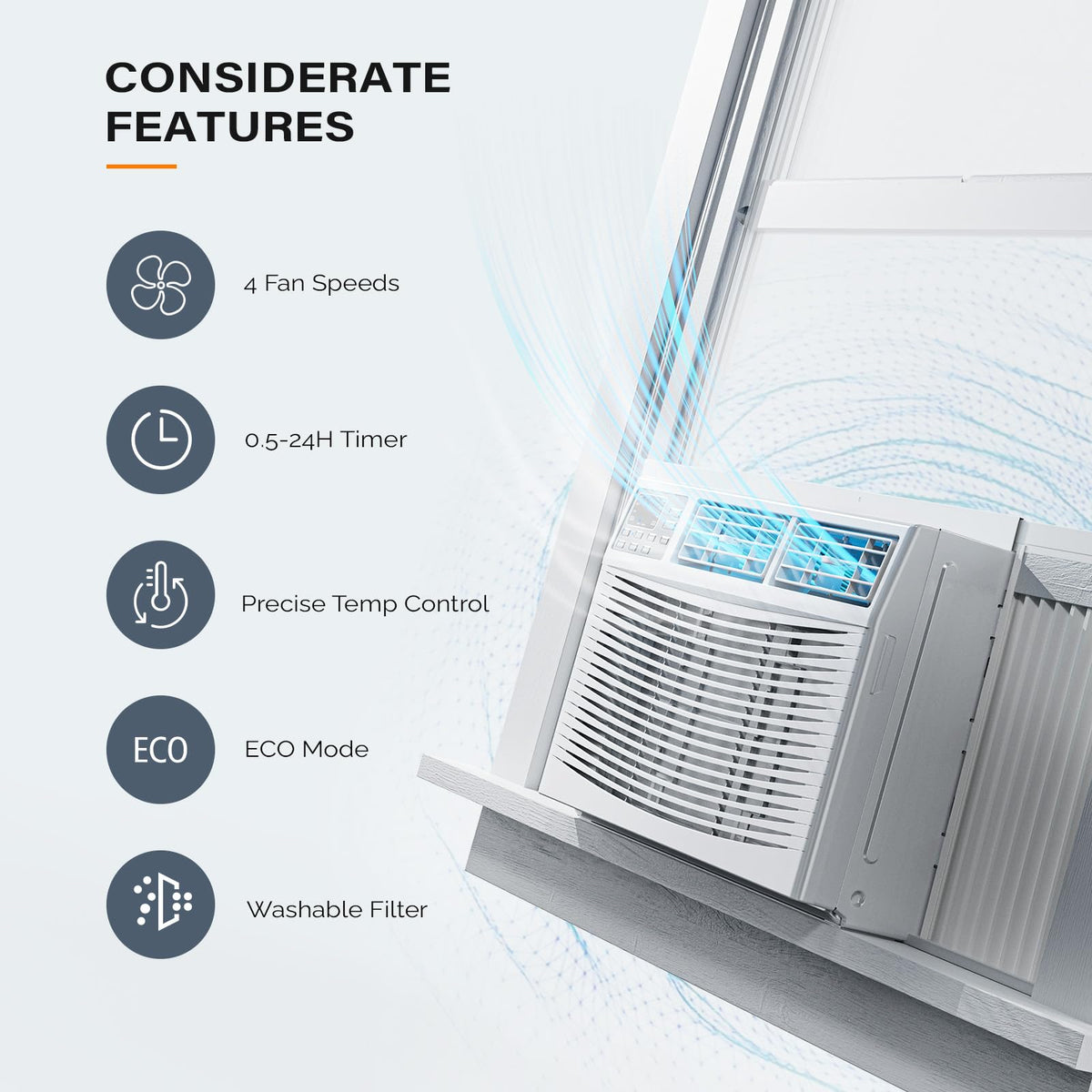 Bonnlo 8000BTU Window Air Conditioner with Heat & Timer, Wi-Fi Enabled Window AC Unit Compatible with Alexa & Google Assistant & Easy Installation Kit for Rooms up to 350 Sq.Ft, 115V/60Hz
