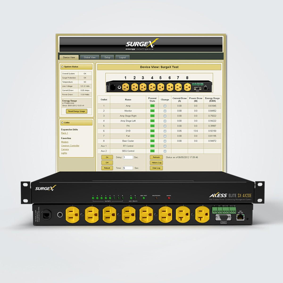 SX-AX20E Axess Elite Surge Protector, EMI/RFI Noise Filter and IP Enabled Power Managerment - 120 Volt, 20 Amp