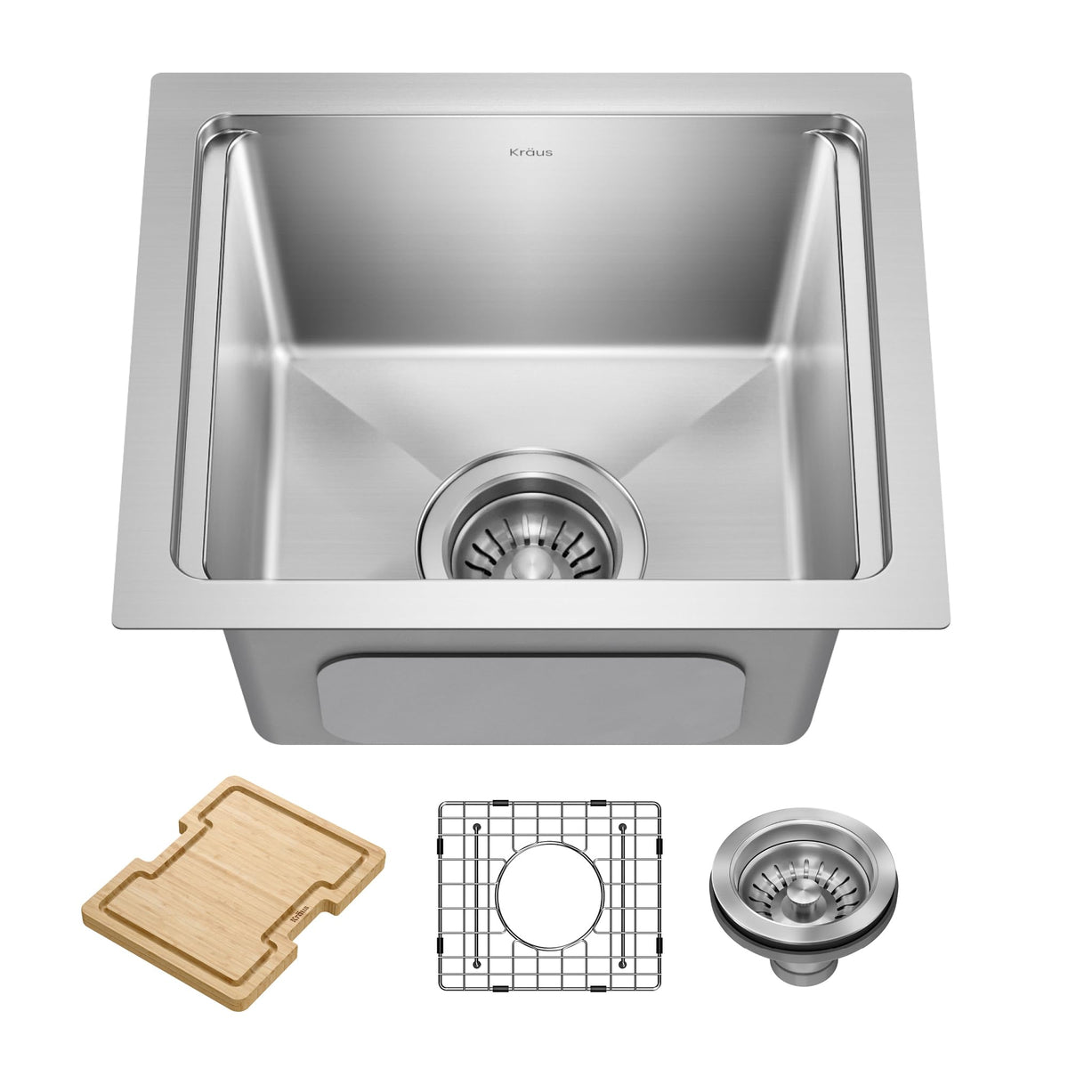 KRAUS Fairlane 33 in Drop In/Top Mount Workstation Single Bowl 18-Gauge Stainless Steel Kitchen Sink with Accessories, KWT610-33