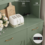 HOSTACK 71" Tall Kitchen Pantry Storage Cabinet, 55" W Kitchen Hutch, Green