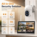 Camcamp Wireless Security Camera System with Monitor, PTZ Plug-in Outdoor