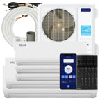 DELLA 55K BTU 5 Zone Mini Split AC (3x9K+2x18K), 22.5 SEER2, for 3200 Sq Ft