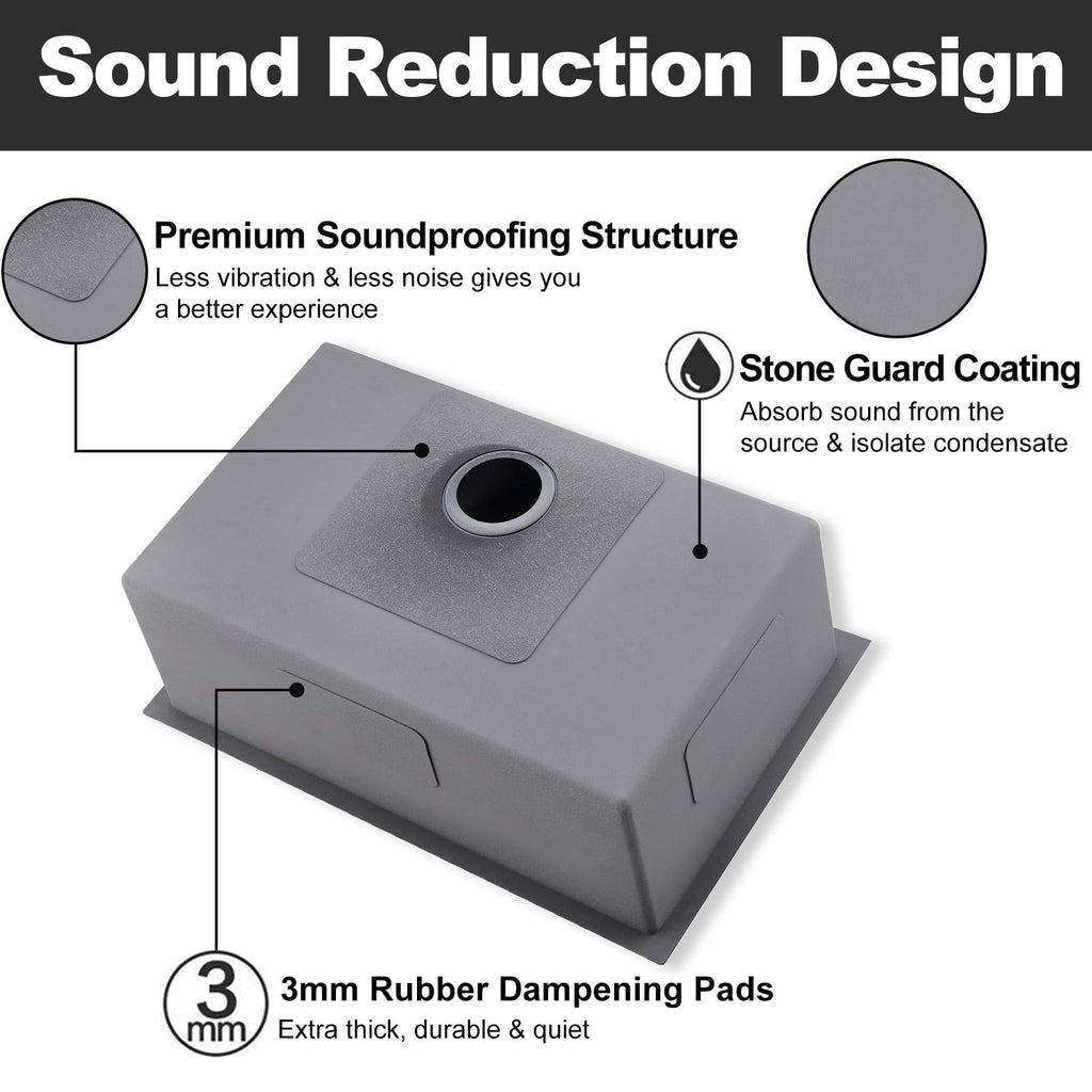 28 Inch Undermount Kitchen Sink Black, 28x18 Gunmetal Black 16 Gauge Stainless Steel Single Bowl Under Mount Commercial Kitchen Sinks 9 Inch Deep Includes Drain