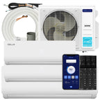 DELLA 35K BTU 3 Zone Mini Split AC (9K+2x18K), 19 SEER2, 16ft Kits