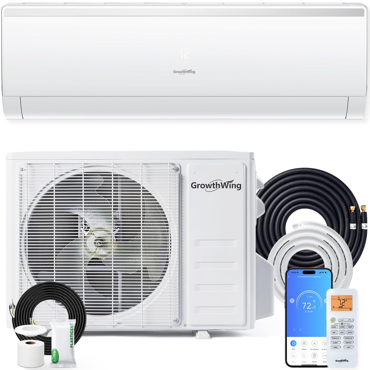 18000 BTU Mini Split Air Conditioner & Heater, 20 SEER2, 208/230V, WiFi App