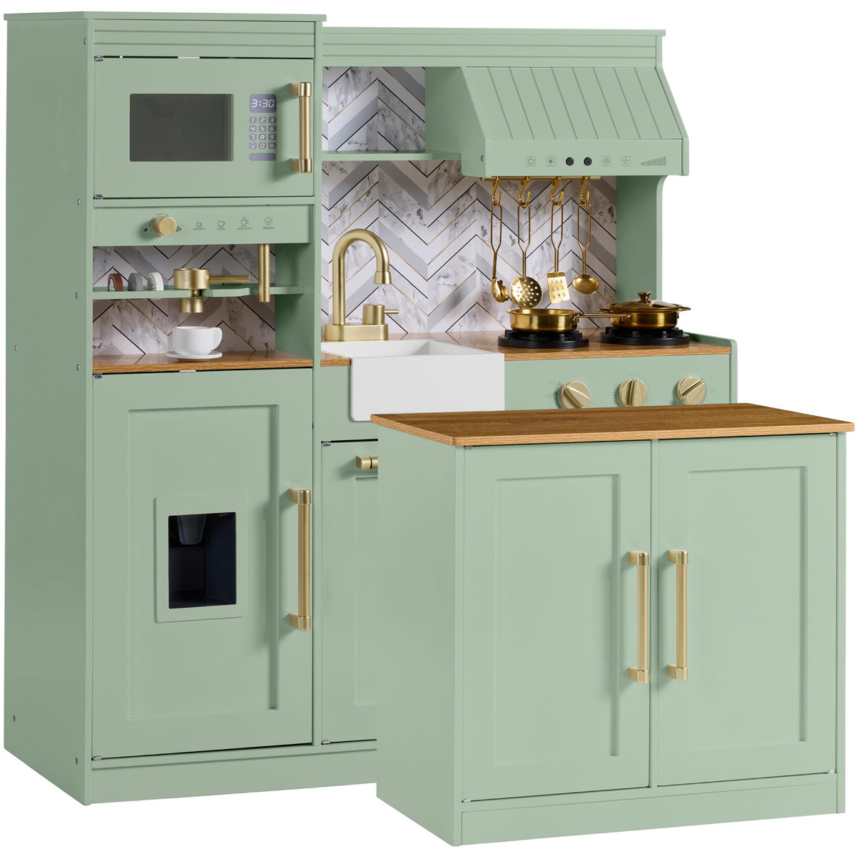 Best Choice Products Wooden Play Kitchen w/ Espresso Machine & Island