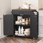 HOOBRO Kitchen Island with Power Outlet, Storage Island with Spice Rack and Drawer, Rolling Kitchen Cart on Wheels, for Home, Dining Room, Rustic Brown and Black