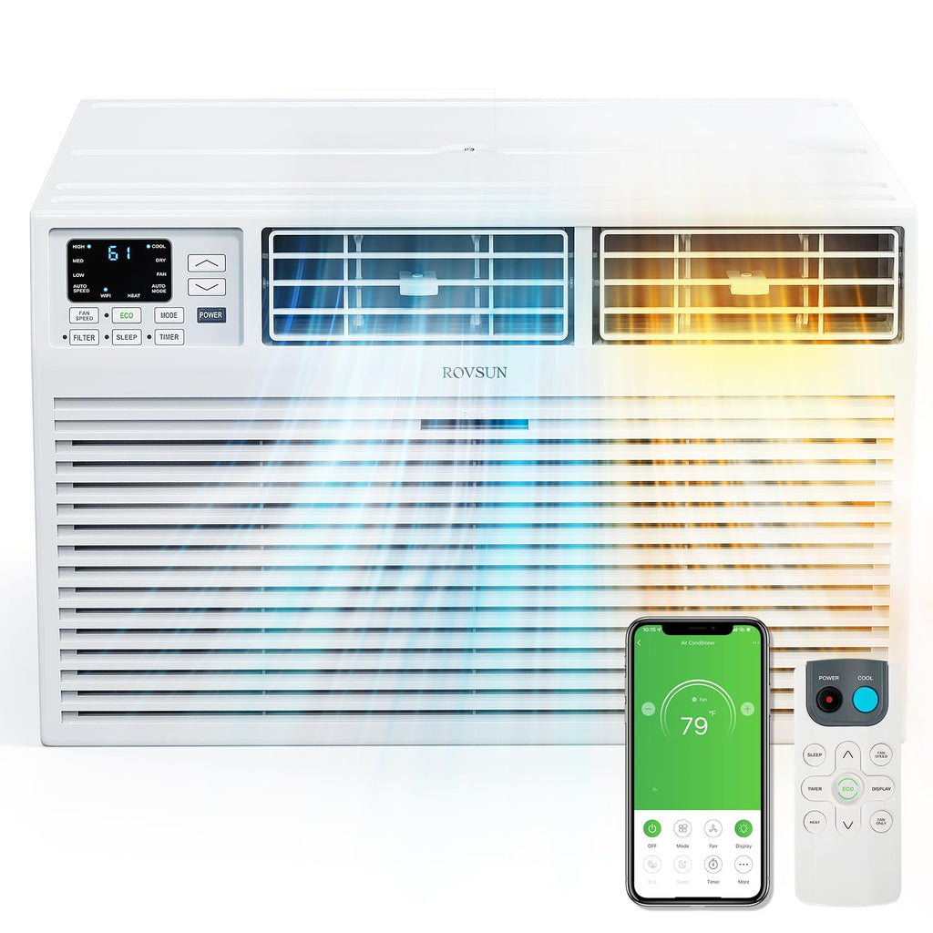 ROVSUN Smart 12000 BTU Through the Wall Air Conditioner with Heat, Wall AC Unit & Heater Combo with Remote, APP & Voice Control & Timer Function, Compatible with Alexa/Google Assistant, 230V/60Hz
