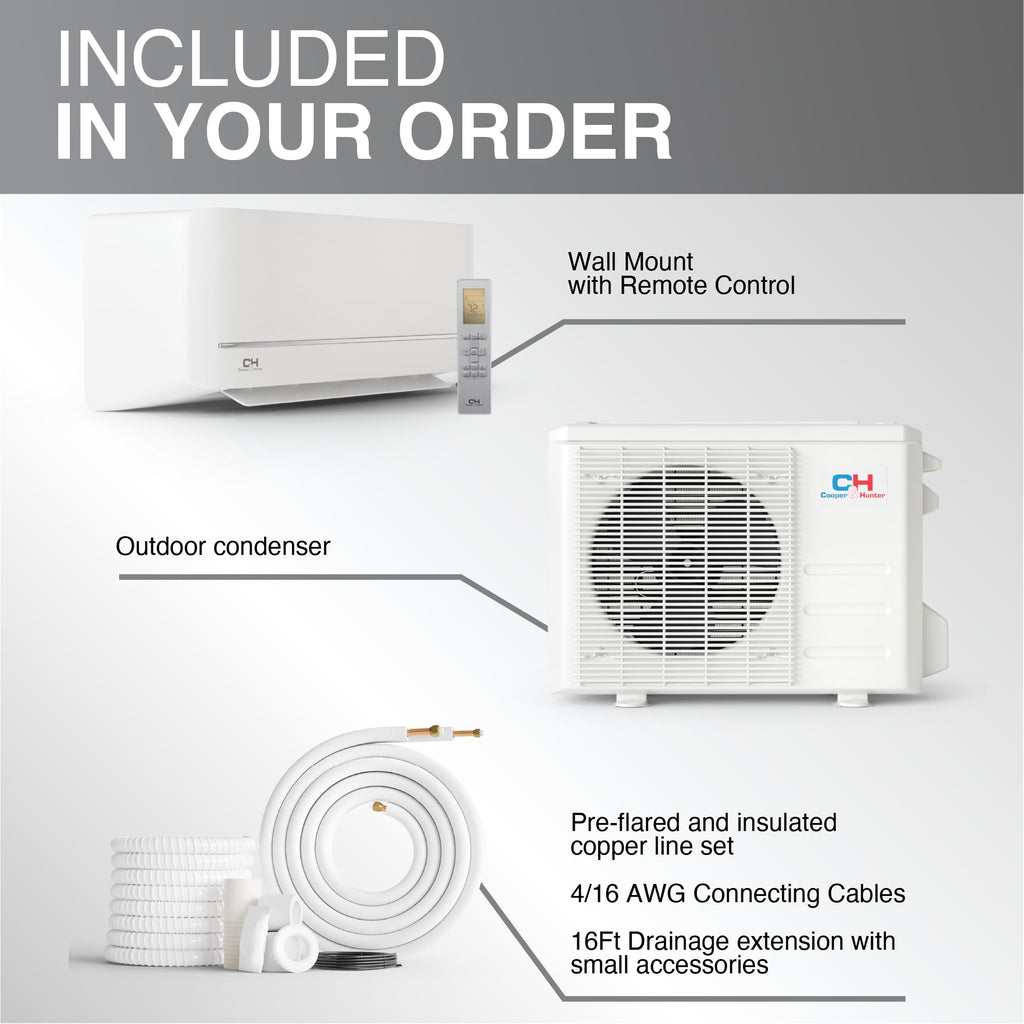 Cooper & Hunter 24,000 BTU 230V Wall Mount Mini Split AC, 18.7 SEER2