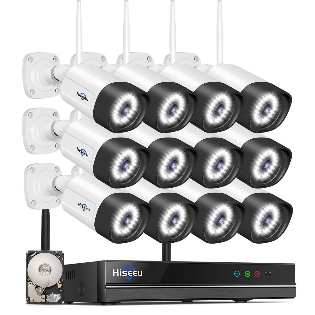 Hiseeu Wireless Security Camera, 5MP WiFi Security Camera System, 500GB HDD