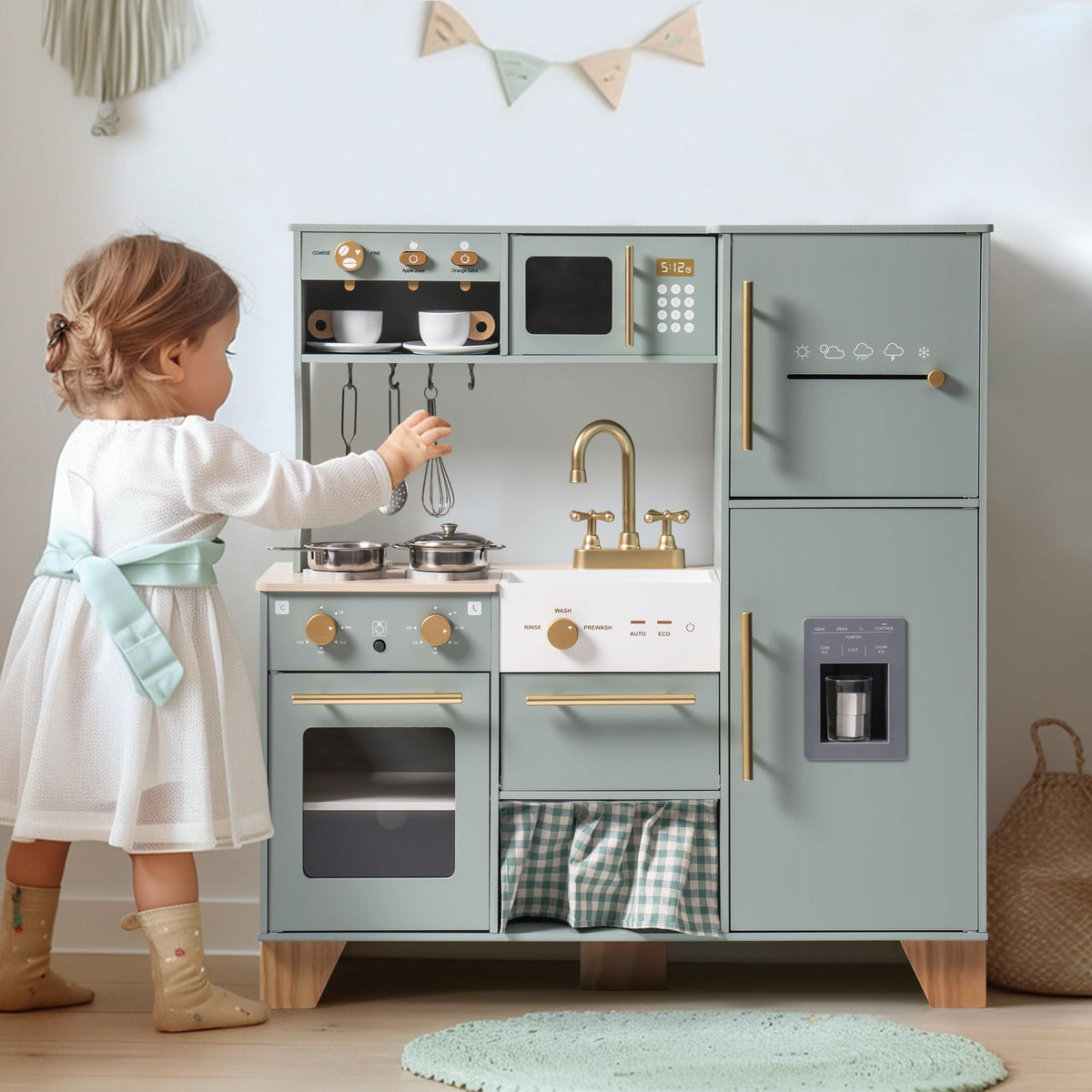 ROBUD Play Kitchen Set, Wooden Play Kitchen