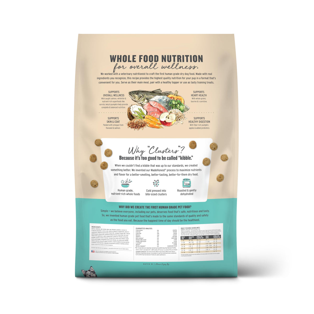 The Honest Kitchen Whole Grain Salmon, Whitefish & Superfoods Whole Food Clusters, Human Grade Dry Dog Food for Adult Dogs, Vet-Recommended Nutritional Support for Skin, Coat & Digestion, 18 lb