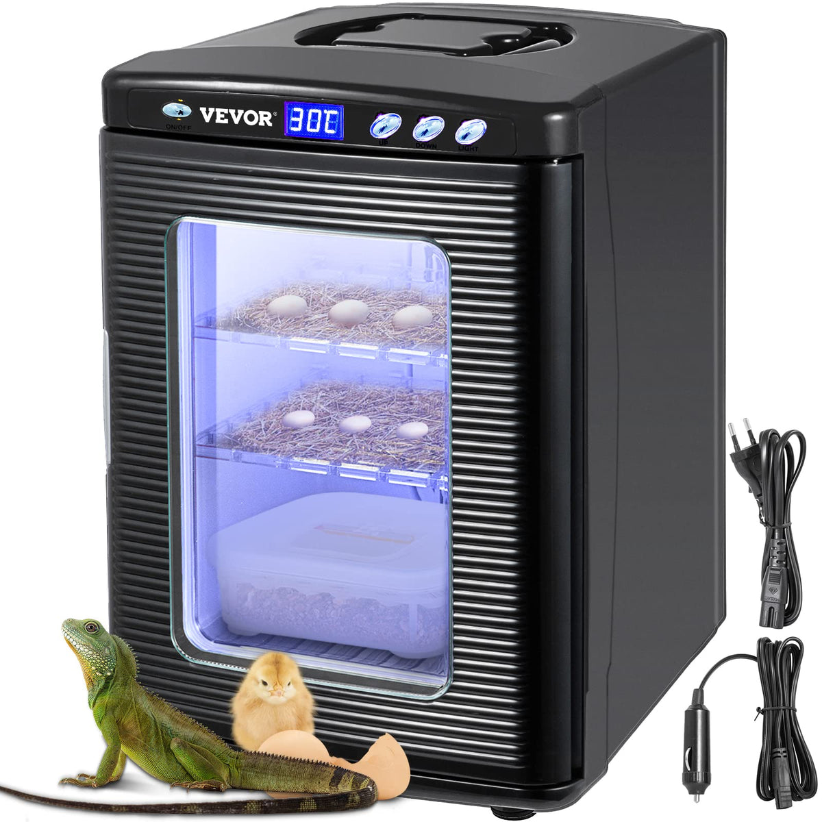 Happybuy White Reptile Incubator 25L Scientific Lab Incubator Digital Incubator Cooling and Heating 5-42°C Reptile Egg Incubator 12V/110V Work for Small Reptiles