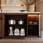 homary 72" Large Kitchen Island with Storage & LED Lights and Waterfall Edge, Wood Freestanding Island with Wine Rack, Drawers, Cabinet & Shelves, Modern for Kitchen & Dining Room